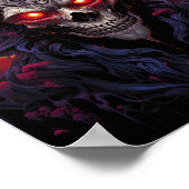 Schedel in Paarse met grote hoorns op zijn hoofd Poster (Hoek)