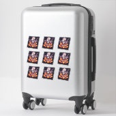 Schedel in pompoenschaal lang grijs haar sticker (Koffer)