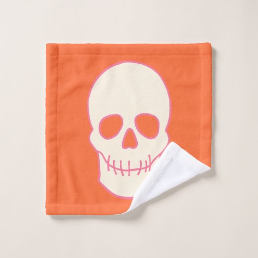 Schedel in roze, Sinaasappel en crème Bad Handdoek (Wasdoekje)