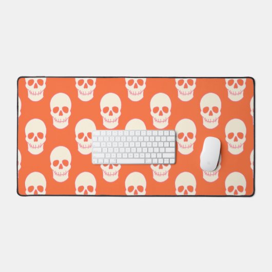 Schedel in roze, Sinaasappel en crème Bureaumat (Keyboard & Muis)