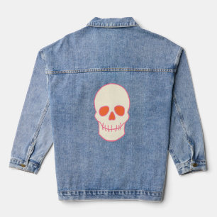 Schedel in roze, Sinaasappel en crème Denim Jacket