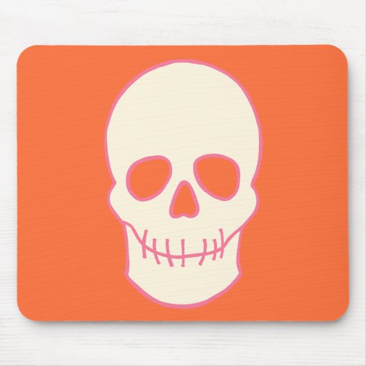 Schedel in roze, Sinaasappel en crème Muismat (Voorkant)