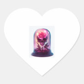 Schedel in Rozen glas Hart Sticker (Voorkant)