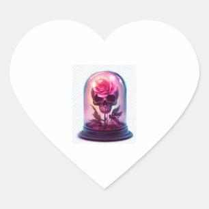 Schedel in Rozen glas Hart Sticker