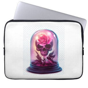 Schedel in Rozen glas Laptop Sleeve