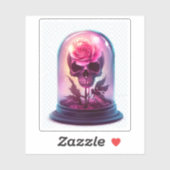 Schedel in rozen glas sticker (Vel)
