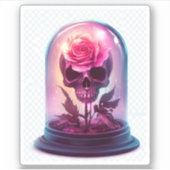 Schedel in rozen glas sticker (Voorkant)
