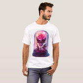 Schedel in rozen glas t-shirt (Voorkant volledig)