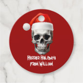 Schedel in Santa Hat Horror Vakantie Custom Christ Bedankjes Labels (Voorkant)
