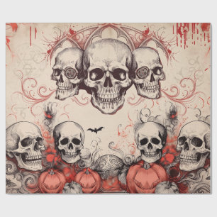 Schedel in vintage stijl halloween decoupage cadeaupapier