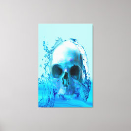 Schedel in water canvas afdruk