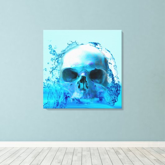 Schedel in Water Canvasprint Canvas Afdruk (Insitu (Houten vloer))