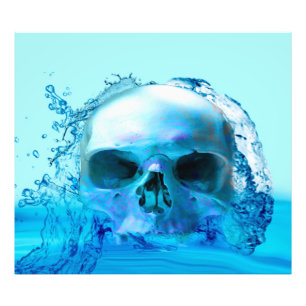 Schedel in water foto afdruk