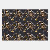 Schedel jolly roger piratenvlag zwart goud 3D Inpakpapier Vel (Voorkant 3)