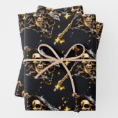 Schedel jolly roger piratenvlag zwart goud 3D Inpakpapier Vel (In situ)