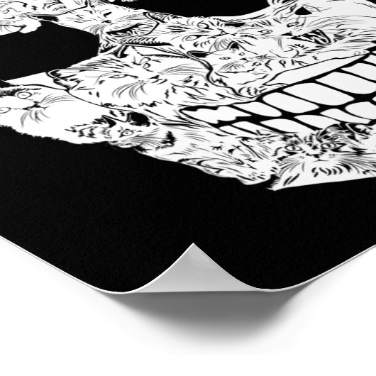 Schedel Kat Skelet Halloween Kostuum Scary Cat S Poster (Hoek)