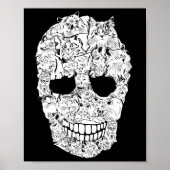 Schedel Kat Skelet Halloween Kostuum Scary Cat S Poster (Voorkant)