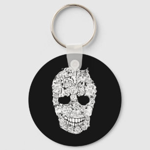 Schedel Kat Skelet Halloween Kostuum Scary Cat S Sleutelhanger