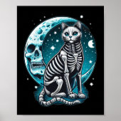 Schedel - Kat Skeleton Halloween Kostuum Idee Poster (Voorkant)