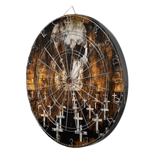 schedel, kerkhof, grunge, Gothic, griezelig kunstw Dartbord (Voorkant Rechts)