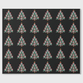 Schedel Kerstboom Pyjama Cool Skelet Kerstman  Cadeaupapier (Vlak)