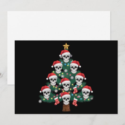 Schedel Kerstboom Pyjama Cool skelet Kerstman  Feestdagenkaart (Voorkant / Achterkant)