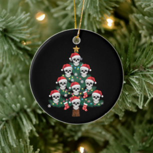 Schedel Kerstboom Pyjama Cool Skelet Kerstman  Keramisch Ornament
