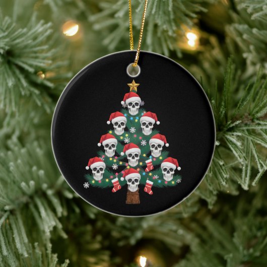 Schedel Kerstboom Pyjama Cool Skelet Kerstman Keramisch Ornament (Boom)