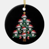 Schedel Kerstboom Pyjama Cool Skelet Kerstman Keramisch Ornament (Voorkant)