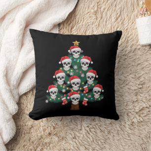 Schedel Kerstboom Pyjama Cool Skelet Kerstman Kussen