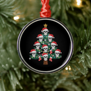 Schedel Kerstboom Pyjama Cool Skelet Kerstman  Metalen Ornament