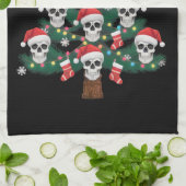 Schedel Kerstboom Pyjama Cool Skelet Kerstman Theedoek (Gevouwen)