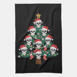 Schedel Kerstboom Pyjama Cool Skelet Kerstman  Theedoek