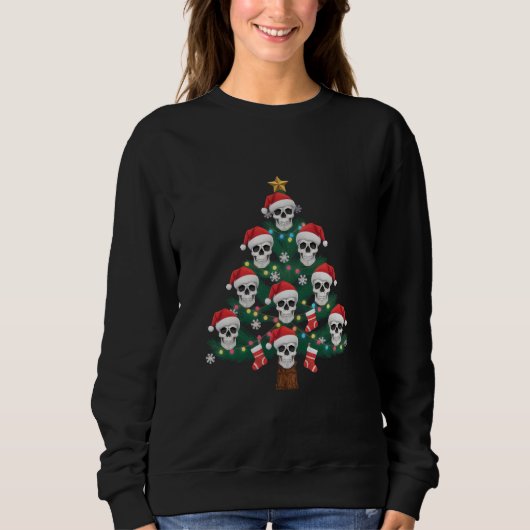 Schedel Kerstboom Pyjama Cool Skelet Kerstman  Trui (Voorkant)