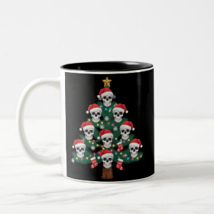 Schedel Kerstboom Pyjama Cool Skelet Kerstman  Tweekleurige Koffiemok