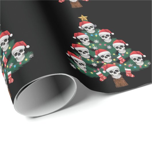 Schedel Kerstboom pyjama Cool Skeleton Santa Cadeaupapier (Rol Hoek)