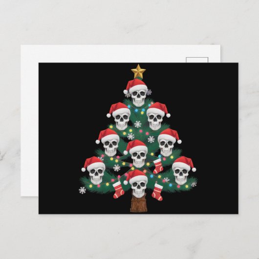 Schedel Kerstboom pyjama Cool Skeleton Santa Feestdagenkaart (Voorkant / Achterkant)