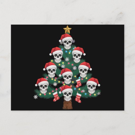 Schedel Kerstboom pyjama Cool Skeleton Santa Feestdagenkaart (Voorkant)
