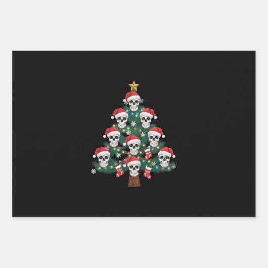 Schedel Kerstboom pyjama Cool Skeleton Santa Inpakpapier Vel (Voorkant)