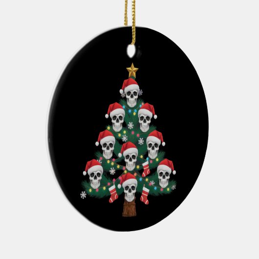 Schedel Kerstboom pyjama Cool Skeleton Santa Keramisch Ornament (Rechts)