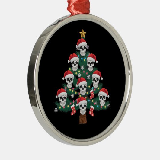 Schedel Kerstboom pyjama Cool Skeleton Santa Metalen Ornament (Rechts)
