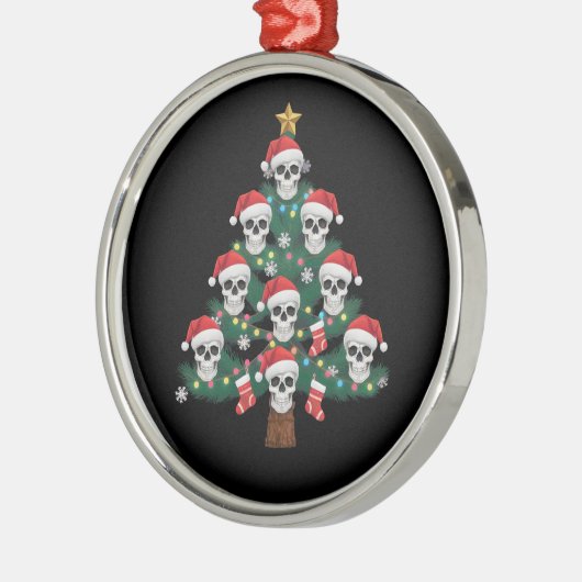 Schedel Kerstboom pyjama Cool Skeleton Santa Metalen Ornament (Links)