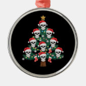 Schedel Kerstboom pyjama Cool Skeleton Santa Metalen Ornament (Voorkant)