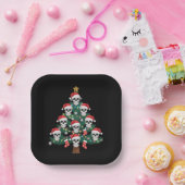 Schedel Kerstboom pyjama Cool Skeleton Santa Papieren Bordje (Feest)