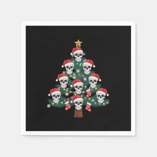Schedel Kerstboom pyjama Cool Skeleton Santa Servet (Voorkant)