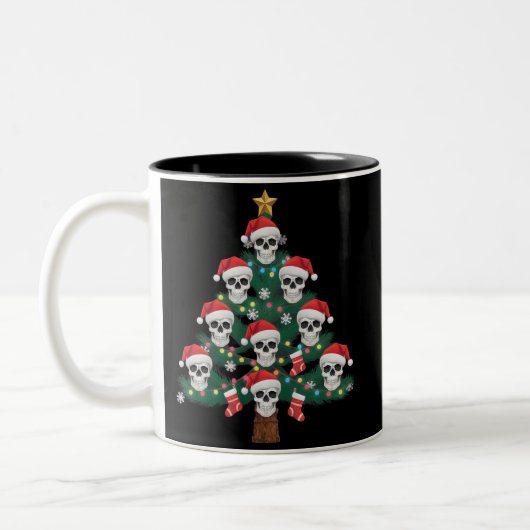 Schedel Kerstboom pyjama Cool Skeleton Santa Tweekleurige Koffiemok (Links)