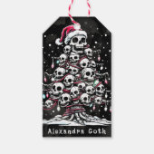 Schedel Kerstboom Pyjama Skelet Kerstman Hoed Cadeaulabel (Voorkant)