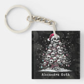 Schedel Kerstboom Pyjama Skelet Kerstman Hoed Sleutelhanger (Voorkant)