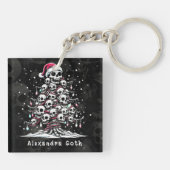 Schedel Kerstboom Pyjama Skelet Kerstman Hoed Sleutelhanger (Achterkant)