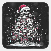 Schedel Kerstboom Pyjama Skelet Kerstman Hoed Vierkante Sticker (Voorkant)